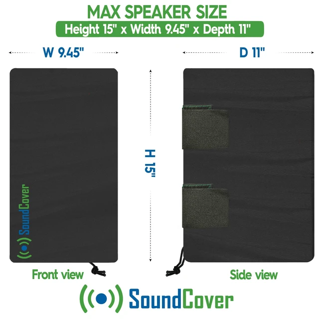 Alt view image 2 of 6 - Large Outdoor Speaker Covers for C-Bracket Mounted Speakers Premium 210T Polyester with Silver UV Protective Coating Water-Resistant, Open-Back Design with Drainage Eyelets Set of 2