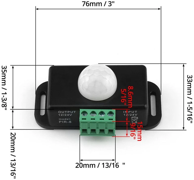 Alt view image 6 of 7 - Motion Sensor LED Switch (4 Pack) with Timer Function, 12-24V, 6A, 5-8M Induction Distance, 1-10 Min Adjustable Delay Time, 60 Degree Field of View