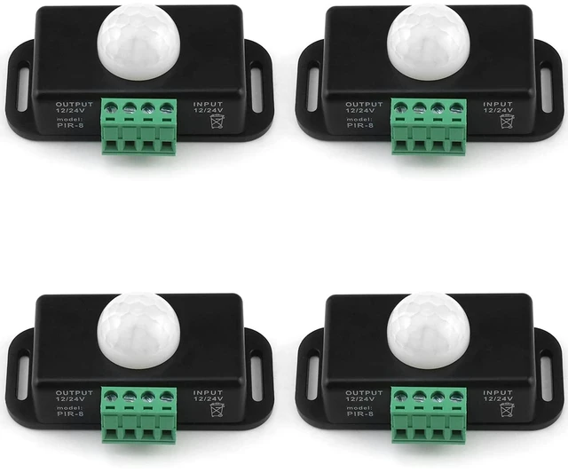 Alt view image 7 of 7 - Motion Sensor LED Switch (4 Pack) with Timer Function, 12-24V, 6A, 5-8M Induction Distance, 1-10 Min Adjustable Delay Time, 60 Degree Field of View