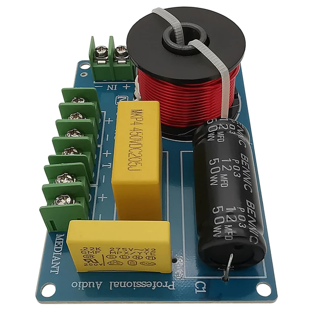 Alt view image 4 of 7 - 3 Way Speaker Crossover, 200W Passive for HiFi Home Audio, 2 Pack Model PUV-W3, 4-8 Ohm Frequency Divider for Bass Midrange Tweeter Bookshelf Speakers