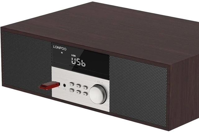 Main image of 40W Bluetooth Stereo System for Home, Micro Hi-Fi CD Player with FM Radio, USB MP3 Playback, MP3 Disc Support, AUX Input, DSP Sound Technology, Dual Speakers & Remote