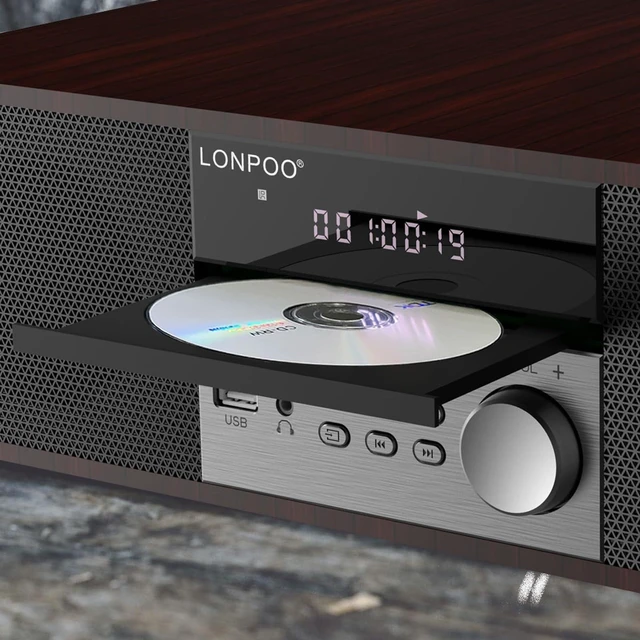 Alt view image 5 of 7 - 40W Bluetooth Stereo System for Home, Micro Hi-Fi CD Player with FM Radio, USB MP3 Playback, MP3 Disc Support, AUX Input, DSP Sound Technology, Dual Speakers & Remote