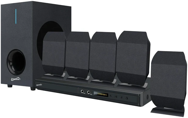 Alt view image 2 of 5 - SC-38HT 5.1 Surround Channel DVD Home Theater System with DVD/CD Support, Karaoke Mic Jacks, USB Input, FM Radio, 75W Speaker Output, Multi-Language Support, and Remote Control!