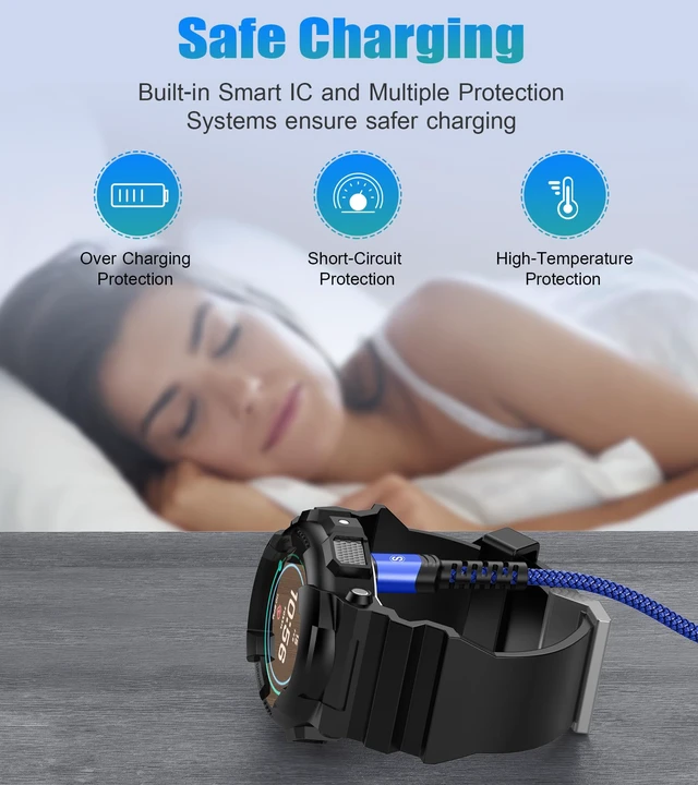 Alt view image 5 of 7 - Garmin Watch Charger Cable Fast Charger Braided Data Transfer 4ft Blue For Fenix 5/5S/5X/6/6S/6X/Plus/Pro/7/7S/7X/8, Forerunner 945/45/45S/245, Approach S10/S40/S60/G12/S42, Vívoactive 3/4/4S