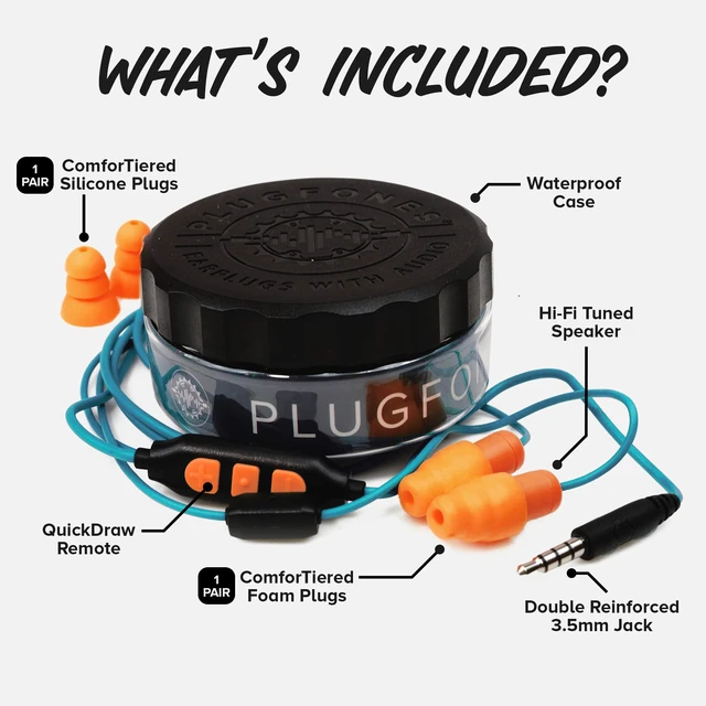 Alt view image 5 of 7 - Guardian Plus Safety Earplug Headphones, OSHA Compliant, Orange 27-29dB NRR Foam/Silicone Plugs, Ear Plug Headphones for Work, Earbuds for Warehouse Construction Racing Helmet, Plug Phones