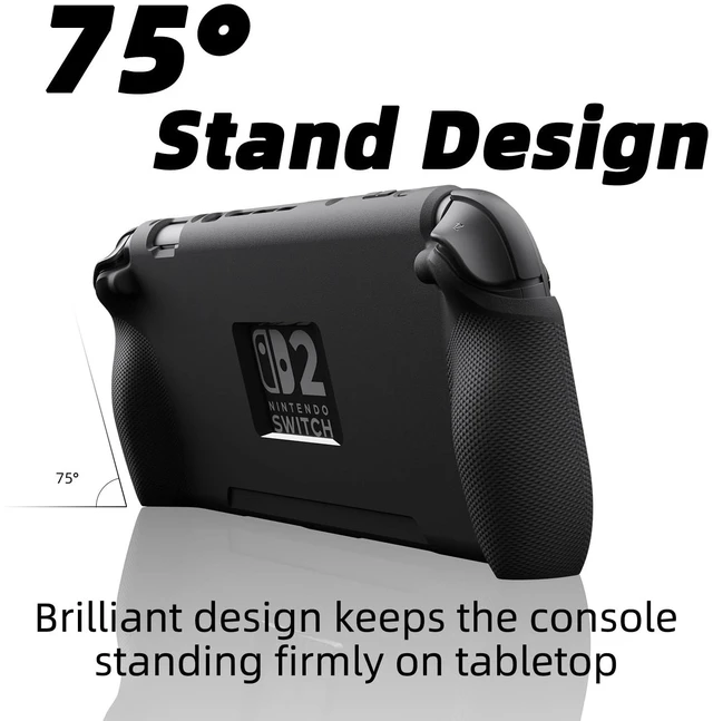 Alt view image 4 of 7 - by Skull & Co. StandGrip for Nintendo Switch 2: A Soft Protective Case with Textured Grips Full Protection and Stand, Shock-Absorption Non-Slip and Anti-Scratch Cover - Black