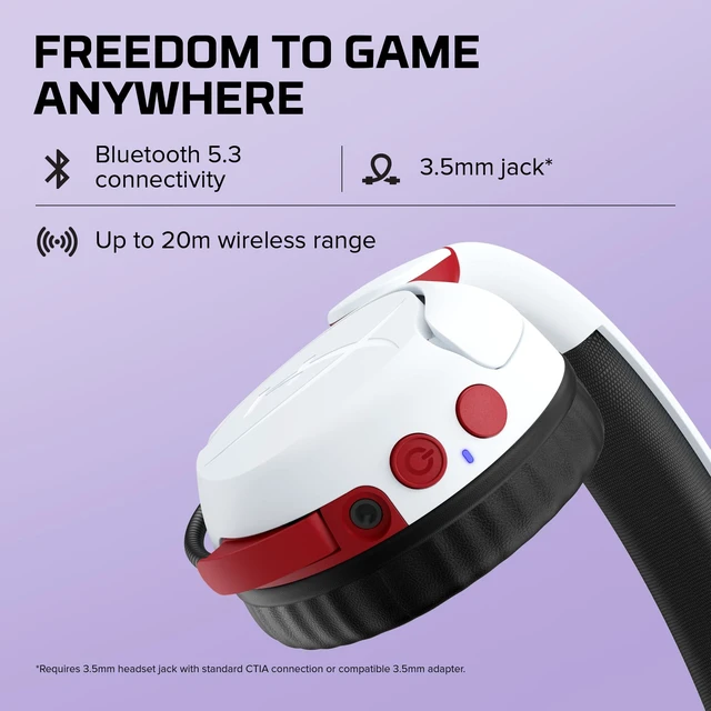 Alt view image 3 of 7 - Cloud Mini Kids Wireless Gaming Headset for Ages 8-12, Volume Limited to 85dB, Bluetooth and 3.5mm, Up to 25-Hour Battery, for Switch, PlayStation, Xbox, PC, Chromebook, and Mobile White