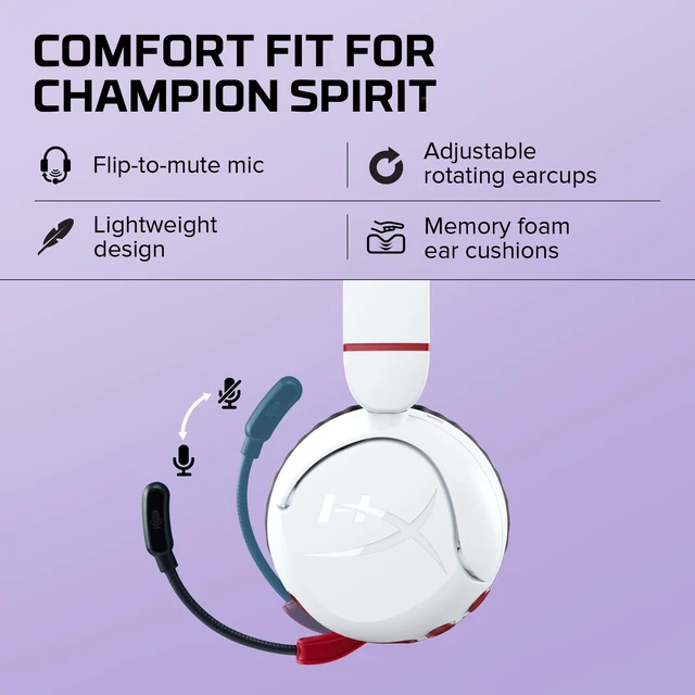 Alt view image 5 of 7 - Cloud Mini Kids Wireless Gaming Headset for Ages 8-12, Volume Limited to 85dB, Bluetooth and 3.5mm, Up to 25-Hour Battery, for Switch, PlayStation, Xbox, PC, Chromebook, and Mobile White