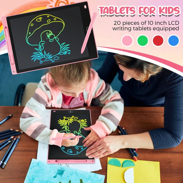 Alt view image 4 of 7 - 20 Pcs LCD Writing Tablet for Kids 10 Inch Electronic Doodle Board Colorful Screen Doodle Board Erasable Pad Drawing Pad for Kids Toddler 6 Years Old Educational Learning Toy (Black Screen)