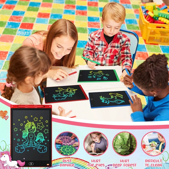 Alt view image 3 of 7 - 20 Pcs LCD Writing Tablet for Kids 10 Inch Electronic Doodle Board Colorful Screen Doodle Board Erasable Pad Drawing Pad for Kids Toddler 6 Years Old Educational Learning Toy (Black Screen)