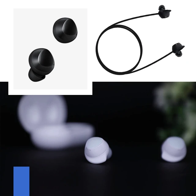 Alt view image 3 of 7 - 2pcs Wireless Earphone Silicone Anti-Lost Strap Compatible with Galaxy Buds/Buds Plus Headphone Straps Earphone Anti-Lost Strap Hanging Neck Rope Black&White