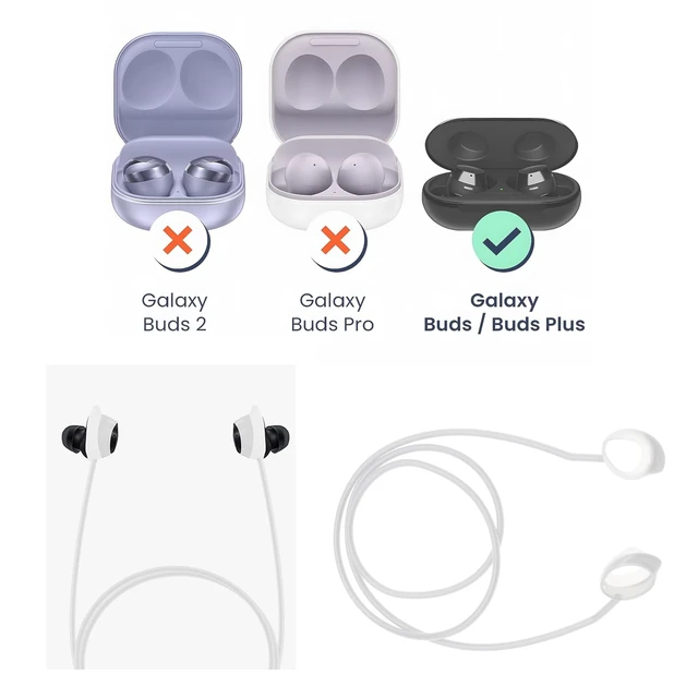 Alt view image 4 of 7 - 2pcs Wireless Earphone Silicone Anti-Lost Strap Compatible with Galaxy Buds/Buds Plus Headphone Straps Earphone Anti-Lost Strap Hanging Neck Rope Black&White