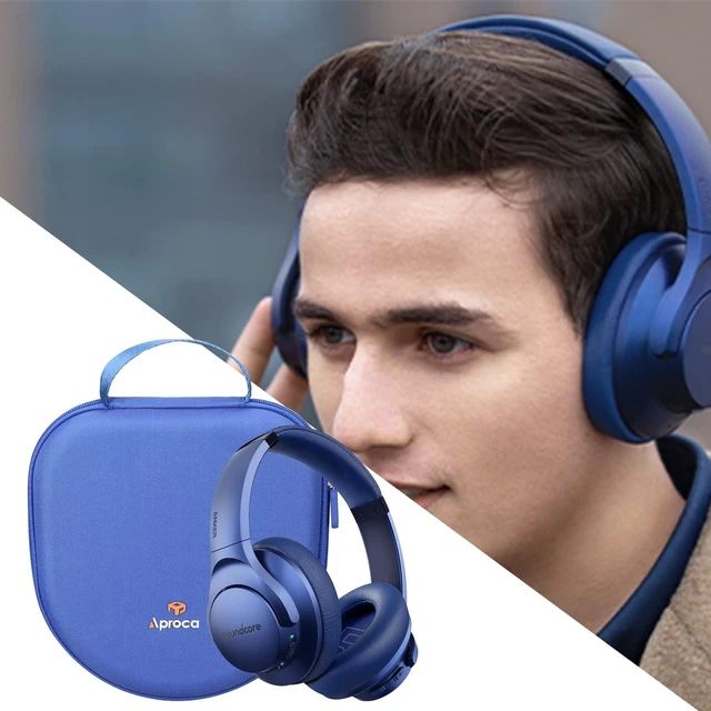 Alt view image 4 of 7 - Blue Hard Storage Travel Case, Fit for Soundcore Anker Life Q20 / Anker Q20i Hybrid Active Noise Cancelling Headphones