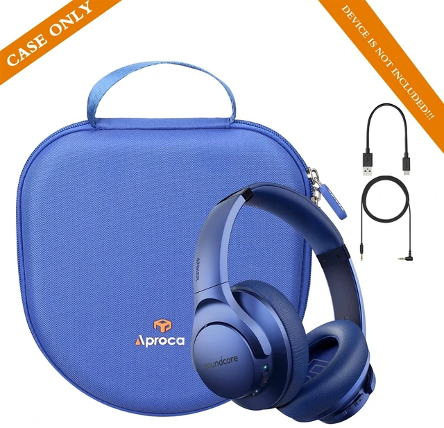 Alt view image 5 of 7 - Blue Hard Storage Travel Case, Fit for Soundcore Anker Life Q20 / Anker Q20i Hybrid Active Noise Cancelling Headphones
