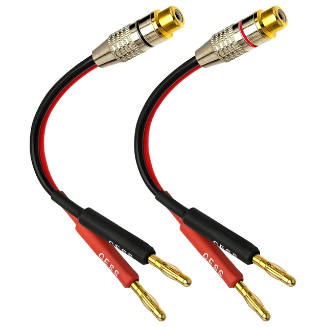 Alt view image 4 of 7 - Banana Plug to RCA Jack Speaker Cable Adapter, 5 Inch 4mm Banana Male to RCA Female Phono Cable, 2 Pack