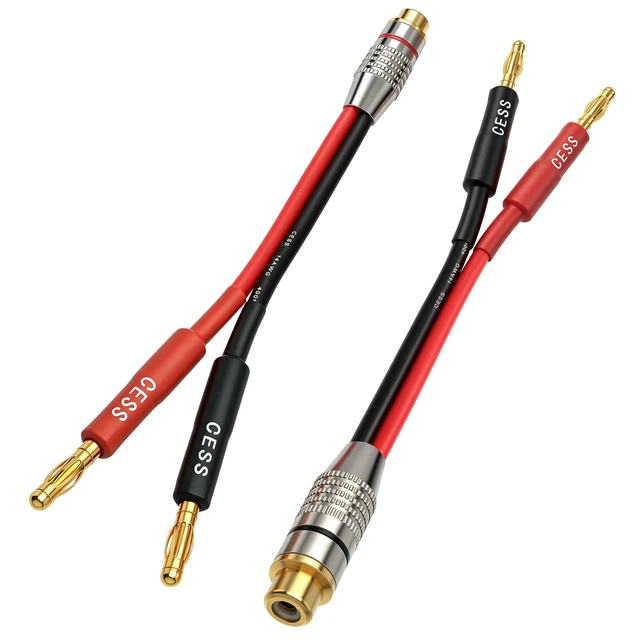 Alt view image 6 of 7 - Banana Plug to RCA Jack Speaker Cable Adapter, 5 Inch 4mm Banana Male to RCA Female Phono Cable, 2 Pack