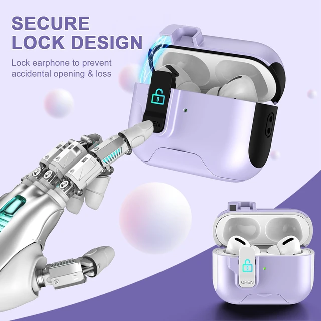Alt view image 5 of 7 - Case Compatible with AirPods 4 2024 for Women,Dual-Tone Design Cover Fits for AirPods 4th Gen with Magnetic Lock & Built-in Stand, Lanyard Included, Wireless Charging, Shockproof TPU+PC Protector