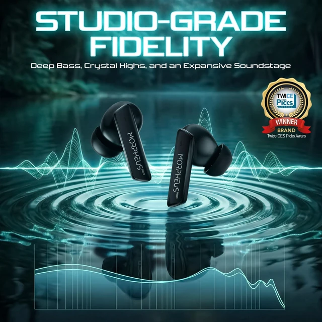 Alt view image 2 of 7 - Pulse ANC Hybrid Wireless Earbuds, Twice Picks CES 2024 Award Audio, Bluetooth 5.3, Hi-Res 96kHz/24-bit, 10mm Graphene Drivers, 40H Playtime, IPX6