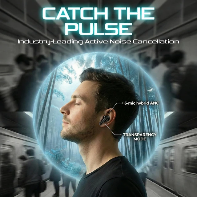 Alt view image 3 of 7 - Pulse ANC Hybrid Wireless Earbuds, Twice Picks CES 2024 Award Audio, Bluetooth 5.3, Hi-Res 96kHz/24-bit, 10mm Graphene Drivers, 40H Playtime, IPX6