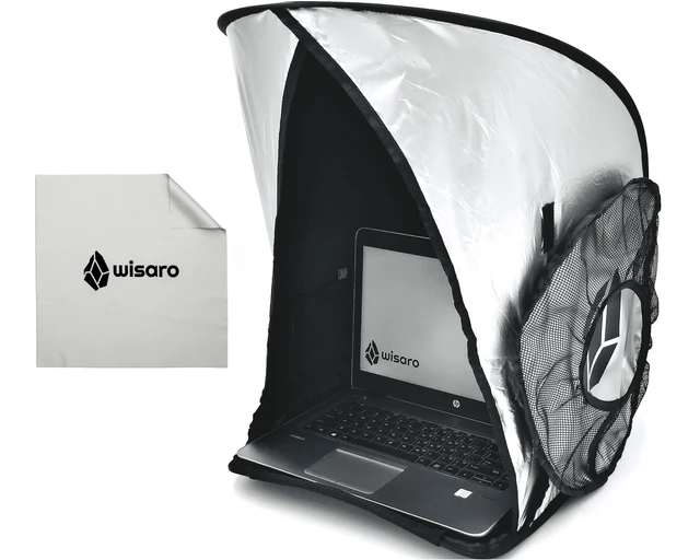 Main image of New Laptop Sun Shade Work from Anywhere, Anti-Glare, Lightweight, Fits up to 17" Device, Foldable & Portable Shield Cover, Privacy Hood - Complete with Microfiber Screen Cleaning Cloth
