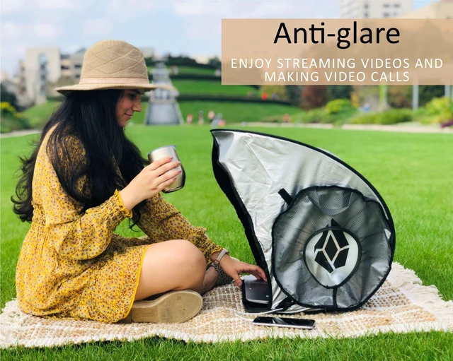 Alt view image 2 of 6 - New Laptop Sun Shade Work from Anywhere, Anti-Glare, Lightweight, Fits up to 17" Device, Foldable & Portable Shield Cover, Privacy Hood - Complete with Microfiber Screen Cleaning Cloth