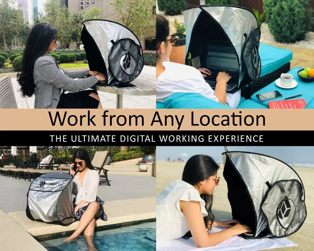 Alt view image 5 of 6 - New Laptop Sun Shade Work from Anywhere, Anti-Glare, Lightweight, Fits up to 17" Device, Foldable & Portable Shield Cover, Privacy Hood - Complete with Microfiber Screen Cleaning Cloth