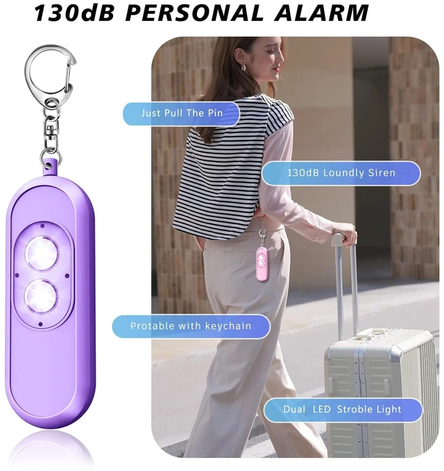 Alt view image 4 of 7 - Personal Safety Alarm for Women - 130dB Self Defense Keychains Siren, Travel Gifts for Women,with Strobe LED Light Emergency Security Safe Protection Devices for Kids Students Elderly