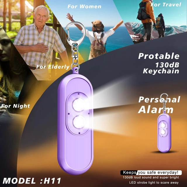 Alt view image 5 of 7 - Personal Safety Alarm for Women - 130dB Self Defense Keychains Siren, Travel Gifts for Women,with Strobe LED Light Emergency Security Safe Protection Devices for Kids Students Elderly