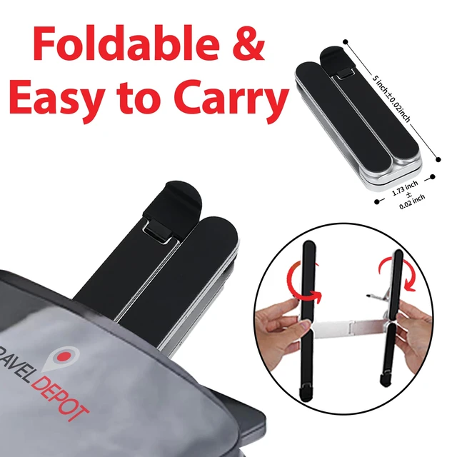 Alt view image 3 of 7 - Portable Laptop Stand, Foldable Laptop, (10-15.6") Stand for Desk and, Ergonomic 6-Level Angle Adjustable Computer Riser, Compact ABS Holder Compatible with All Lap Tops
