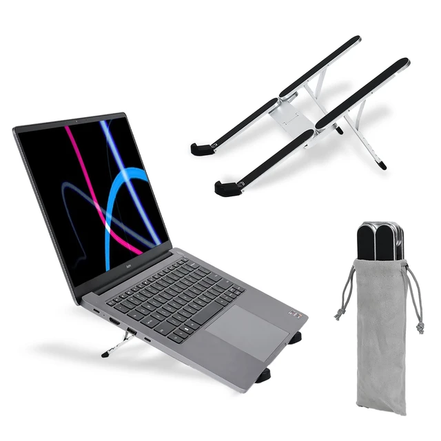 Main image of Portable Laptop Stand, Foldable Laptop, (10-15.6") Stand for Desk and, Ergonomic 6-Level Angle Adjustable Computer Riser, Compact ABS Holder Compatible with All Lap Tops