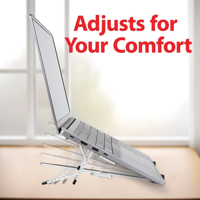 Alt view image 7 of 7 - Portable Laptop Stand, Foldable Laptop, (10-15.6") Stand for Desk and, Ergonomic 6-Level Angle Adjustable Computer Riser, Compact ABS Holder Compatible with All Lap Tops