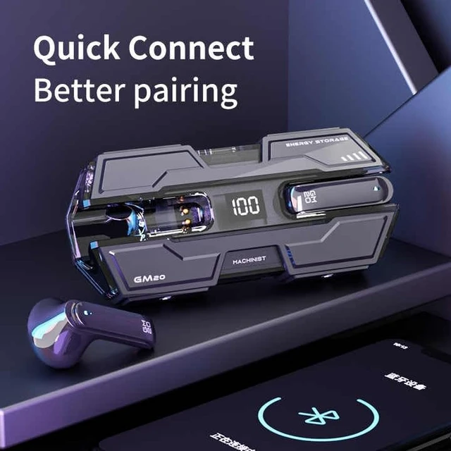 Alt view image 5 of 6 - GM20 True Wireless Earbuds Bluetooth 5.3 Headset 48H Playback Waterproof Stereo Earphones with Charging Box LED Display Deep Bass Headset (Green)