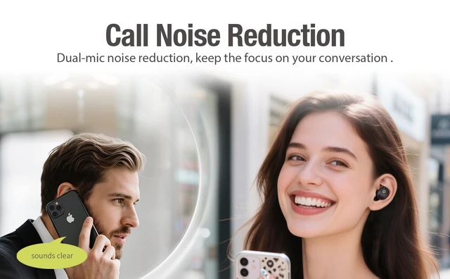 Alt view image 6 of 7 - Active Noise Cancelling Wireless Earbuds, Bluetooth Headphone Stereo Bass, Detachable Earhook, IPX5 Waterproof, 4 Microphone, 60ms Low Latency, Compact&Slim for Sports/Workout/Office/Travel