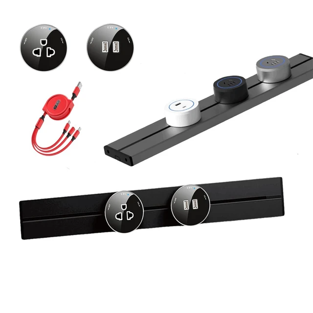 Alt view image 2 of 7 - Wall Mount Power Strip with Removable Sockets,Power Track Home Appliances Universal Outlets Electric Plug Adapter + USB Data Cable (Track and 3 Sockets,2 Universal 1 USB (Grey))