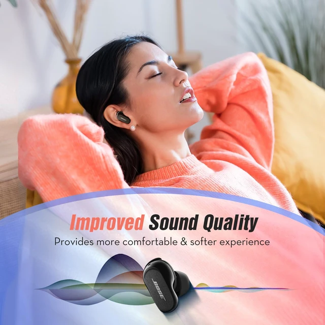 Alt view image 5 of 6 - Memory Foam Tips for Bose QuietComfort Earbuds II & Ultra Earbuds - Anti-Slip, Pain-Free Replacement, Noise-Reducing, Fit in Charging Case, 3 Pairs (S/M/L)