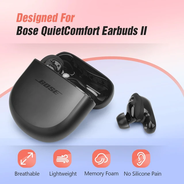Alt view image 2 of 6 - Memory Foam Tips for Bose QuietComfort Earbuds II & Ultra Earbuds - Anti-Slip, Pain-Free Replacement, Noise-Reducing, Fit in Charging Case, 3 Pairs (S/M/L)