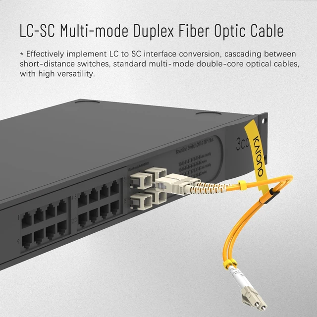 Alt view image 2 of 7 - 0.7 ft LC - SC Fiber Optic Cable Duplex MMF 62.5/125 Male-Female Hybrid UPC Polished OFNR Zipcord Jacket, Low Insertion Loss Fiber Optic Hybrid Adapter Cable