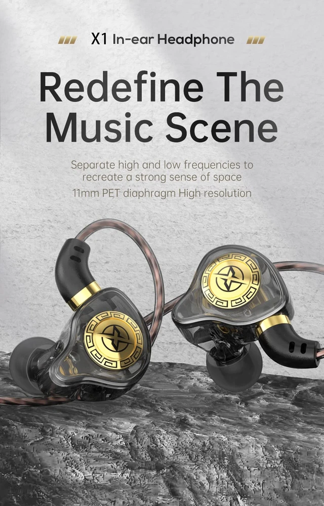 Alt view image 2 of 7 - Wired Earphones with Microphone X1 in Ear Monitors Headphones Earbud IEM Comfortable,Earfins,3.5mm Plug for Computer Mobile PC Game,Sport Earbuds for Workouts Running(Blue, with mic)