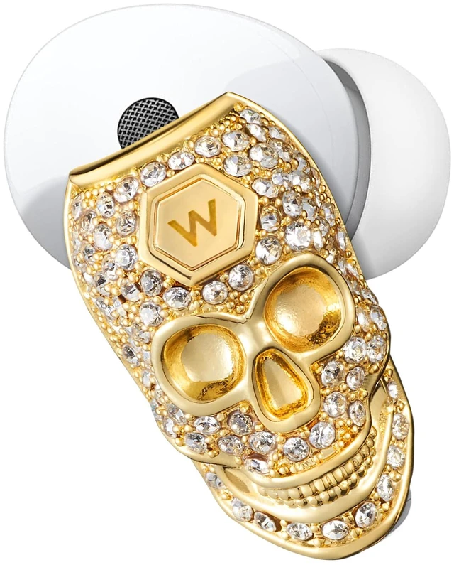 Main image of Headphone Jewelry - Anti-Slip Gothic Fashion Earbud Earring, 14K Golden Skull Hook for Couples, Best Friends Brithday Gift with Airpods 4, Pro 3, Pro 2 (1pcs for Right/Left, Portable Box)