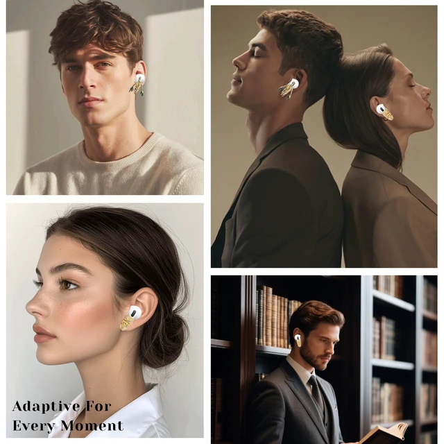 Alt view image 7 of 7 - Headphone Jewelry - Anti-Slip Gothic Fashion Earbud Earring, 14K Golden Skull Hook for Couples, Best Friends Brithday Gift with Airpods 4, Pro 3, Pro 2 (1pcs for Right/Left, Portable Box)