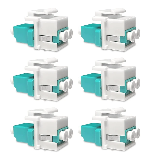 Alt view image 4 of 4 - LC to LC Duplex Keystone Fiber Optic Coupler Insert for Wall Plates, Patch Panels, Surface Mount Boxes. (LC OM3/OM4 (Pack of 6))
