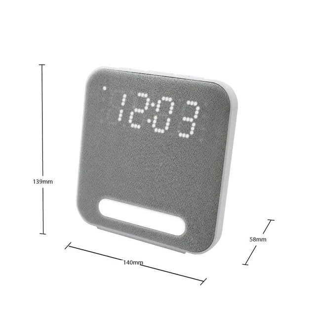 Alt view image 2 of 7 - HX-152CR Alarm Clock Radio, 1.2" LED Display (Grey Mesh) AM/FM Radio, Digital Clock, Dual Alarm, 1.2 White Dot LED Display, Night Light, Dimmer