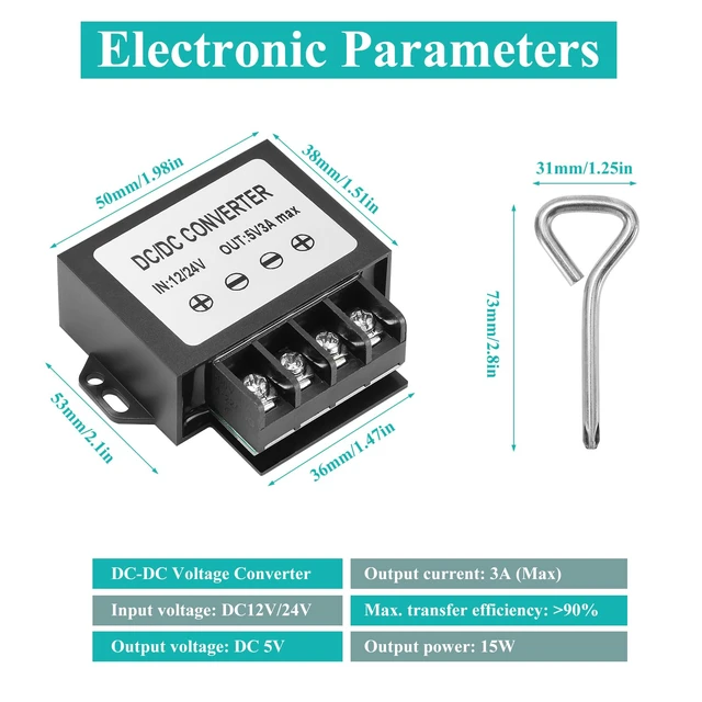 Alt view image 7 of 7 - 12V 24V to 5V Step Down Converter, 15W 3A Buck Converter with Screwdriver 12V 24V to 5V 3V 15W Voltage Regulator Power Transformer Module - Overcurrent/Short Circuit/Overvoltage Protection