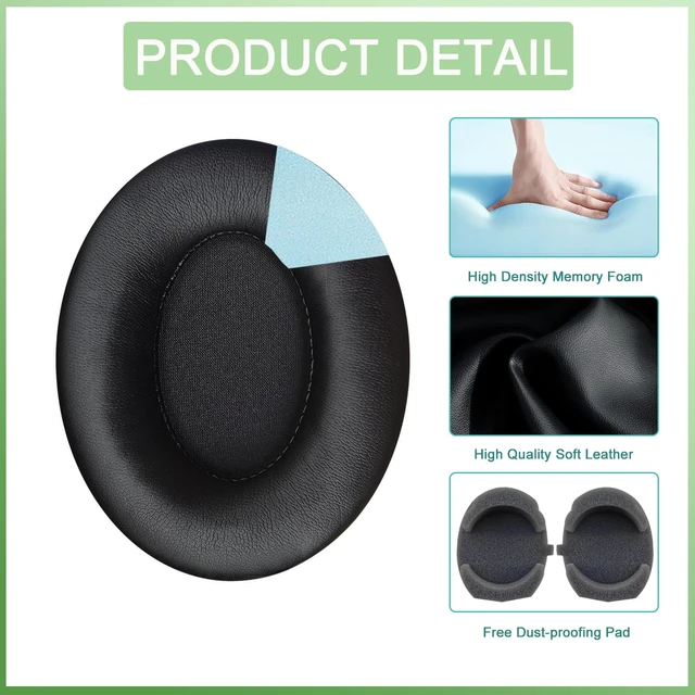Alt view image 4 of 7 - Replacement Ear Pads for Sony WH-1000XM4 (WH1000XM4) Over-Ear Headphones, Earpads Cushions with High-Density Noise Isolation Foam, Added Thickness (Black)