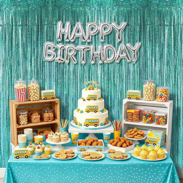Alt view image 7 of 7 - Teal Foil Fringe Curtains Backdrop (3 Pack), 3.3x8.2ft Extra Long Aqua Blue Tinsel Streamers for Mermaid Beach Party Shimmering Photo Booth for Wedding Birthday Bridal Shower Underwater Party