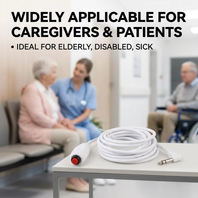 Alt view image 7 of 7 - Push Cord Nurse Call Cord with Clip, 9.8ft Long Push Cord Cable with Bed Sheet Clip with Bed Sheet Clip for Nurse Station, 6.35mm Interface Replacement Nurse Call