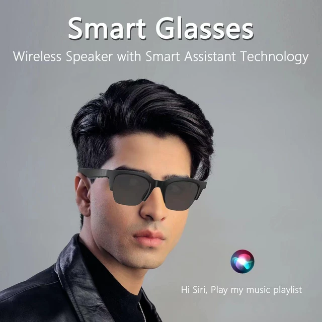 Alt view image 2 of 6 - Open Ear Audio Glasses for Sleeping & Home Use, Bluetooth 5.3 Glasses with Speakers for Watching Phone in Bed, Alternative to Earbuds, USB-C Fast Charging, Includes Clear + Dark Lenses (Black)