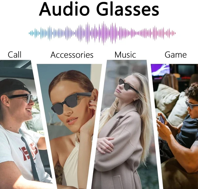 Alt view image 6 of 6 - Open Ear Audio Glasses for Sleeping & Home Use, Bluetooth 5.3 Glasses with Speakers for Watching Phone in Bed, Alternative to Earbuds, USB-C Fast Charging, Includes Clear + Dark Lenses (Black)