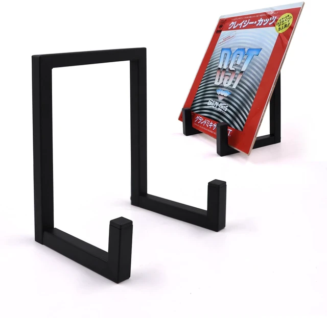 Main image of Vinyl Record Holder, 2 Pcs Metel Tabletop Record Display for Album Magazine Black Record Stand, Now Playing Vinyl Record Stand