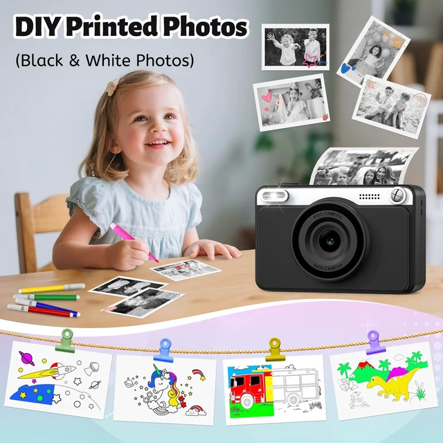 Alt view image 6 of 7 - Kids Camera Instant Print, 1080P Instant Camera for Kids with 5 Rolls Print Paper & Memory Card, Rechargeable Digital Cameras for Kids, Christmas Birthday Gifts Toys for Toddler Boys Girls Ages 3-12